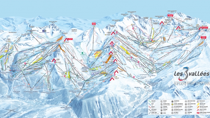 Pistekaart Les 3 Vallées Pistekaart Les 3 Vallées