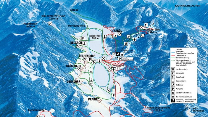 Pistekaart Bergbahnen Weissensee Pistekaart Bergbahnen Weissensee