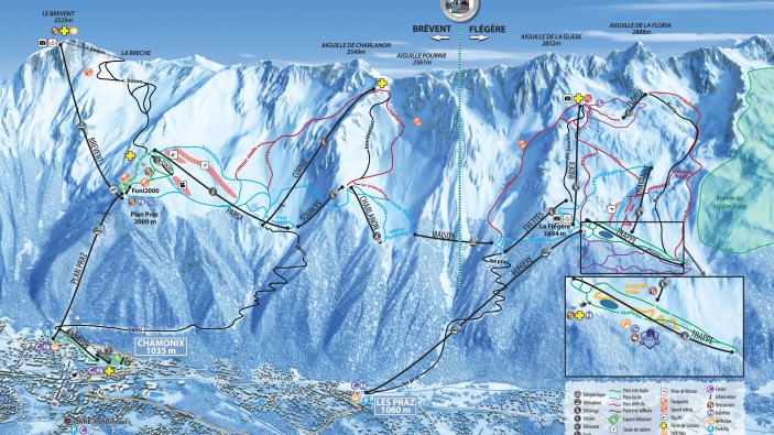 Pistekaart Chamonix Mont Blanc - Brévent - Flégère Pistekaart Chamonix Mont Blanc - Brévent - Flégère