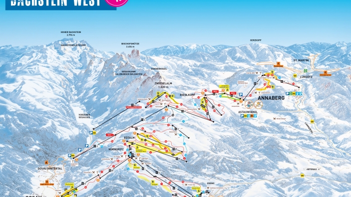 Pistekaart Dachstein West Pistekaart Dachstein West