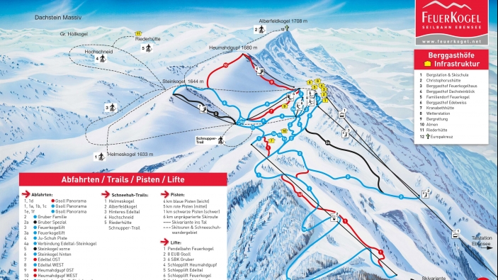 Pistekaart Feuerkogel - Hochplateau Pistekaart Feuerkogel - Hochplateau