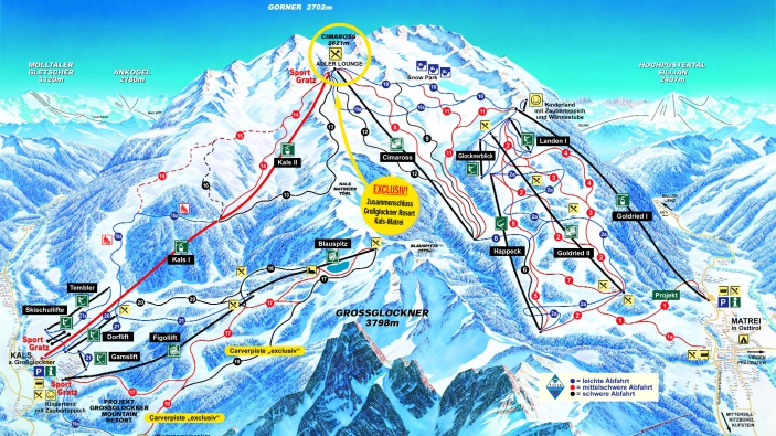 Pistekaart Großglockner Resort Pistekaart Großglockner Resort