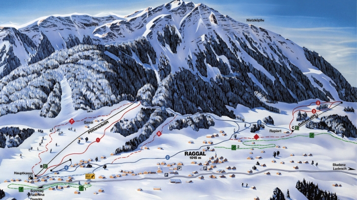 Pistekaart Grosses Walsertal - Raggal-Marul Pistekaart Grosses Walsertal - Raggal-Marul