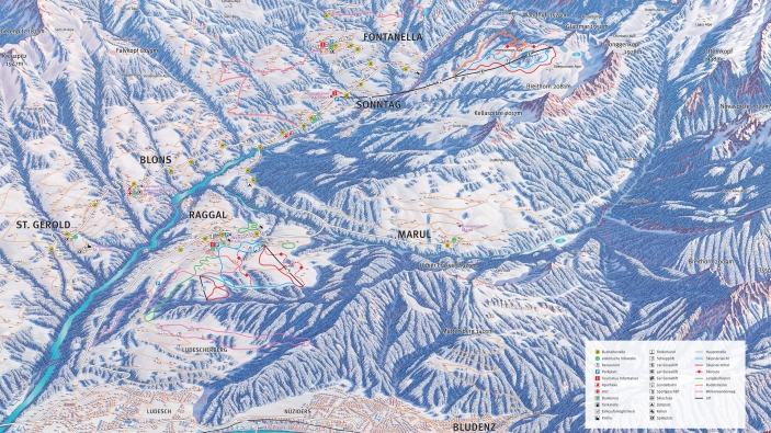 Pistekaart Grosses Walsertal - Raggal-Marul Pistekaart Grosses Walsertal - Raggal-Marul