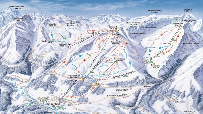 Pistekaart Grossglockner - Heiligenblut Pistekaart Grossglockner - Heiligenblut