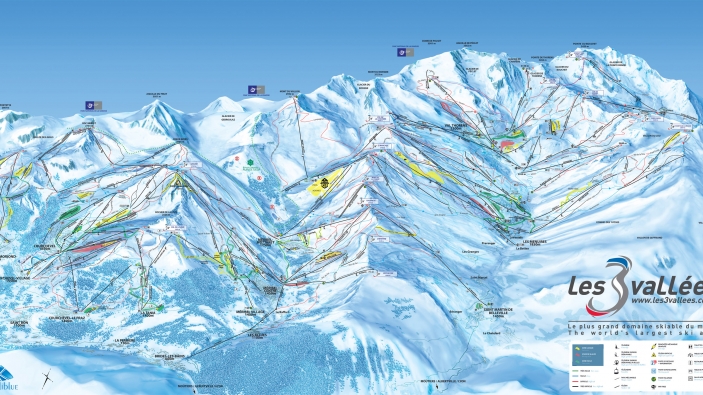 Pistekaart Les 3 Vallées Pistekaart Les 3 Vallées