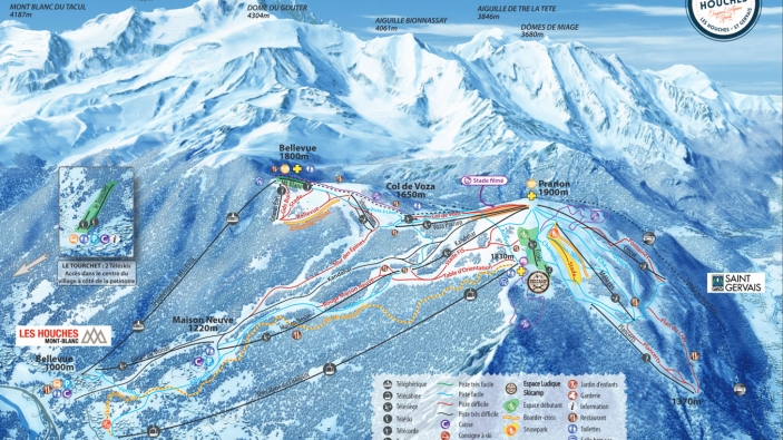 Pistekaart Les Houches Pistekaart Les Houches