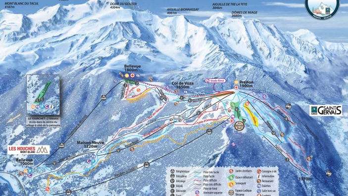 Pistekaart Les Houches Pistekaart Les Houches