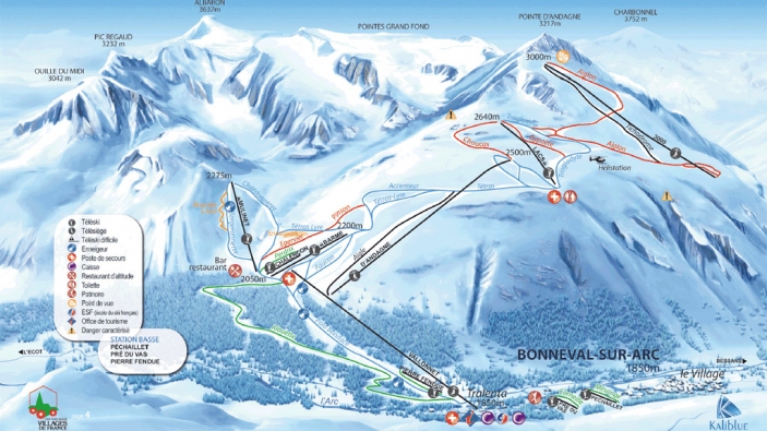 Pistekaart Skimap Bonneval-sur-Arc Pistekaart Skimap Bonneval-sur-Arc