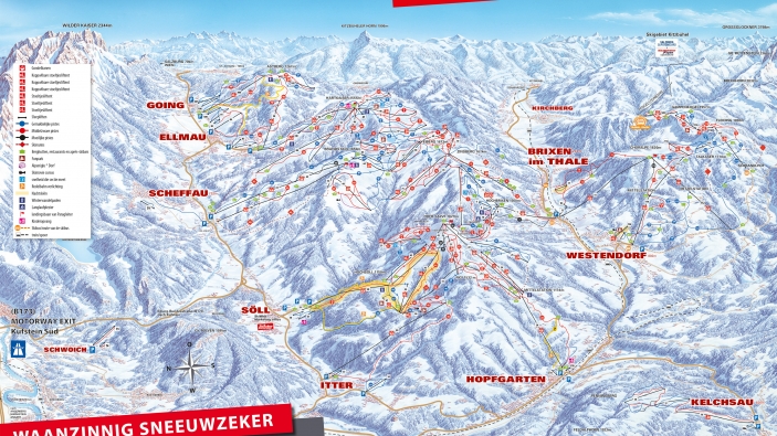 Pistekaart SkiWelt Wilder Kaiser - Brixental Pistekaart SkiWelt Wilder Kaiser - Brixental