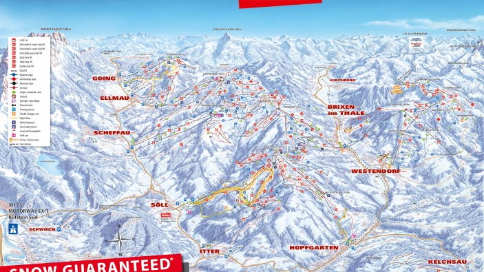 Pistekaart SkiWelt Wilder Kaiser - Brixental Pistekaart SkiWelt Wilder Kaiser - Brixental