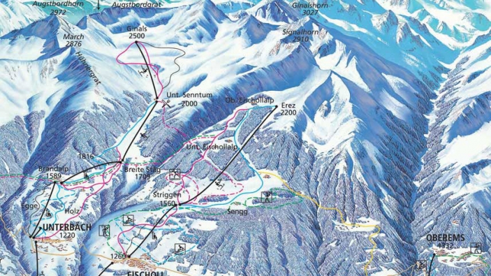 Pistekaart Unterbäch–Brandalp Pistekaart Unterbäch–Brandalp