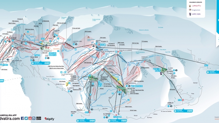 Pistekaart skigebied Grandvalira Pistekaart skigebied Grandvalira