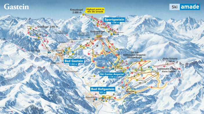 Pistekaart skigebied Ski Gastein Pistekaart skigebied Ski Gastein